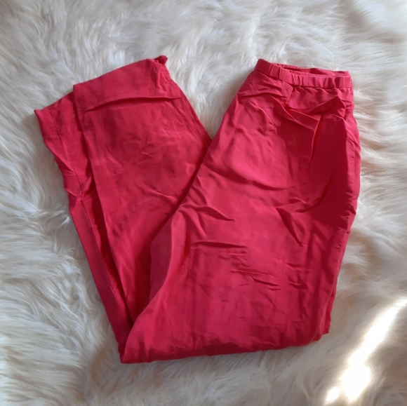 VINTAGE Silk High Waisted Pleated Pants - Picture 6 of 15